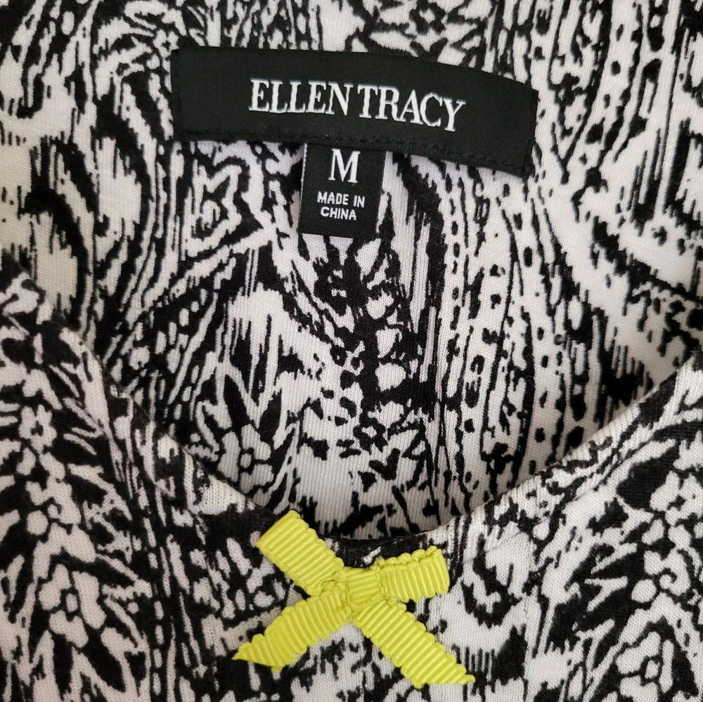 NWT Ellen Tracy Black/White Floral Dress Sleepwear Sz M - Picture 3 of 4